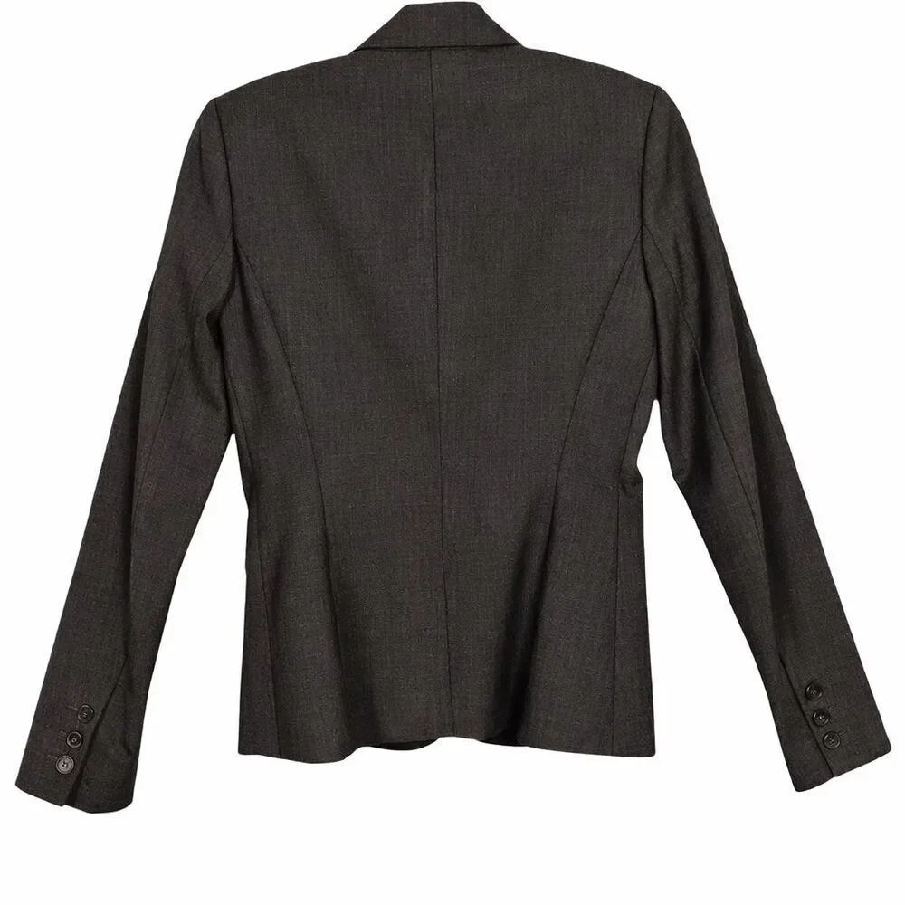 Theory Gabe B Tailor Stretch Wool Blazer Size 2 Dark Gray Single Button EUC